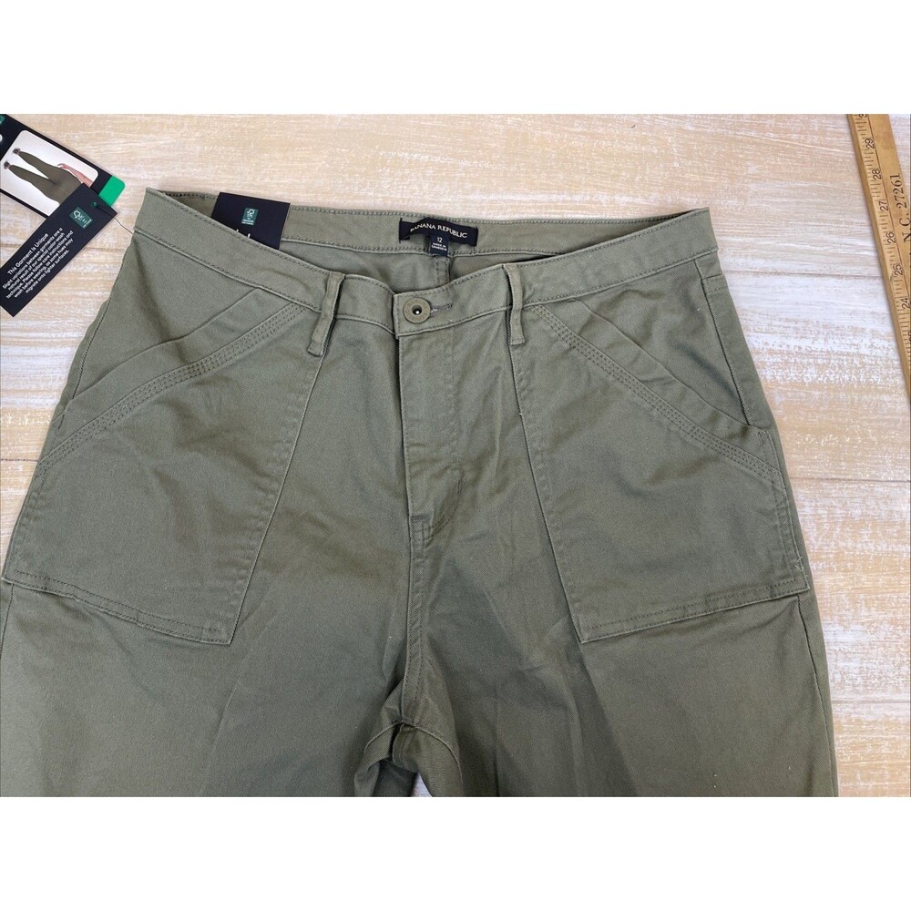 NWT Banana Republic Women's High Rise Twill Pants Green Size 12 - Picture 11 of 11